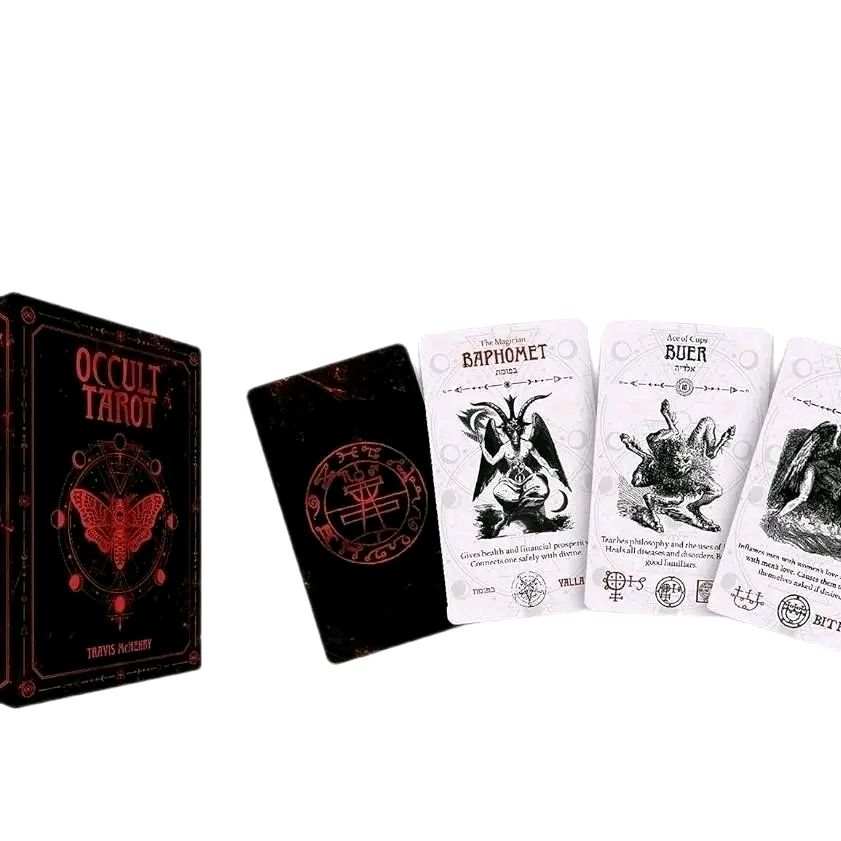 cards with symbols and sigils for ancient demon conjuration.