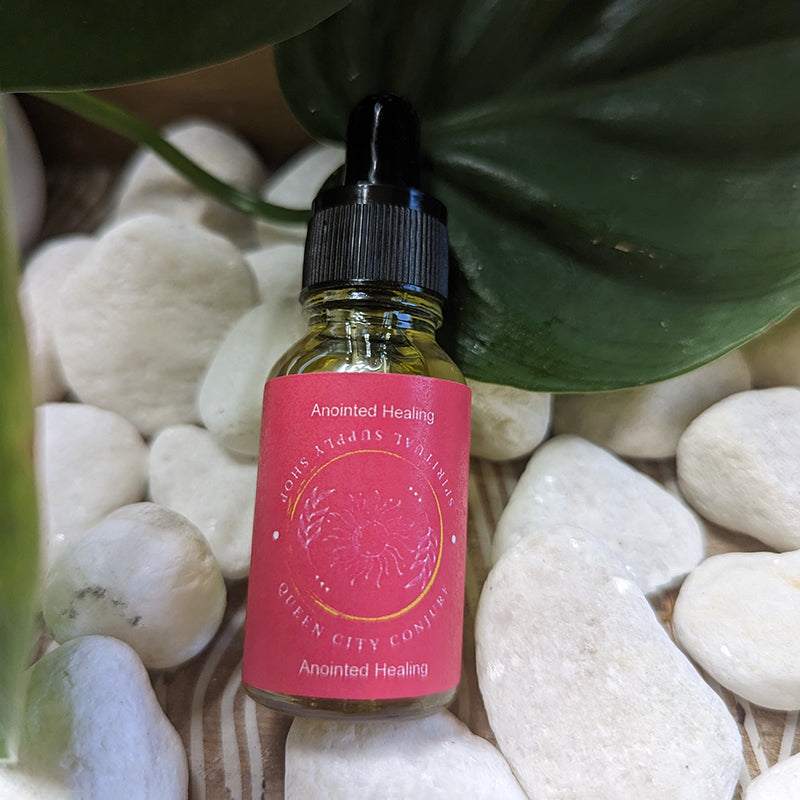 Handcrafted Anointed Healing spiritual oil bottle peace and balance