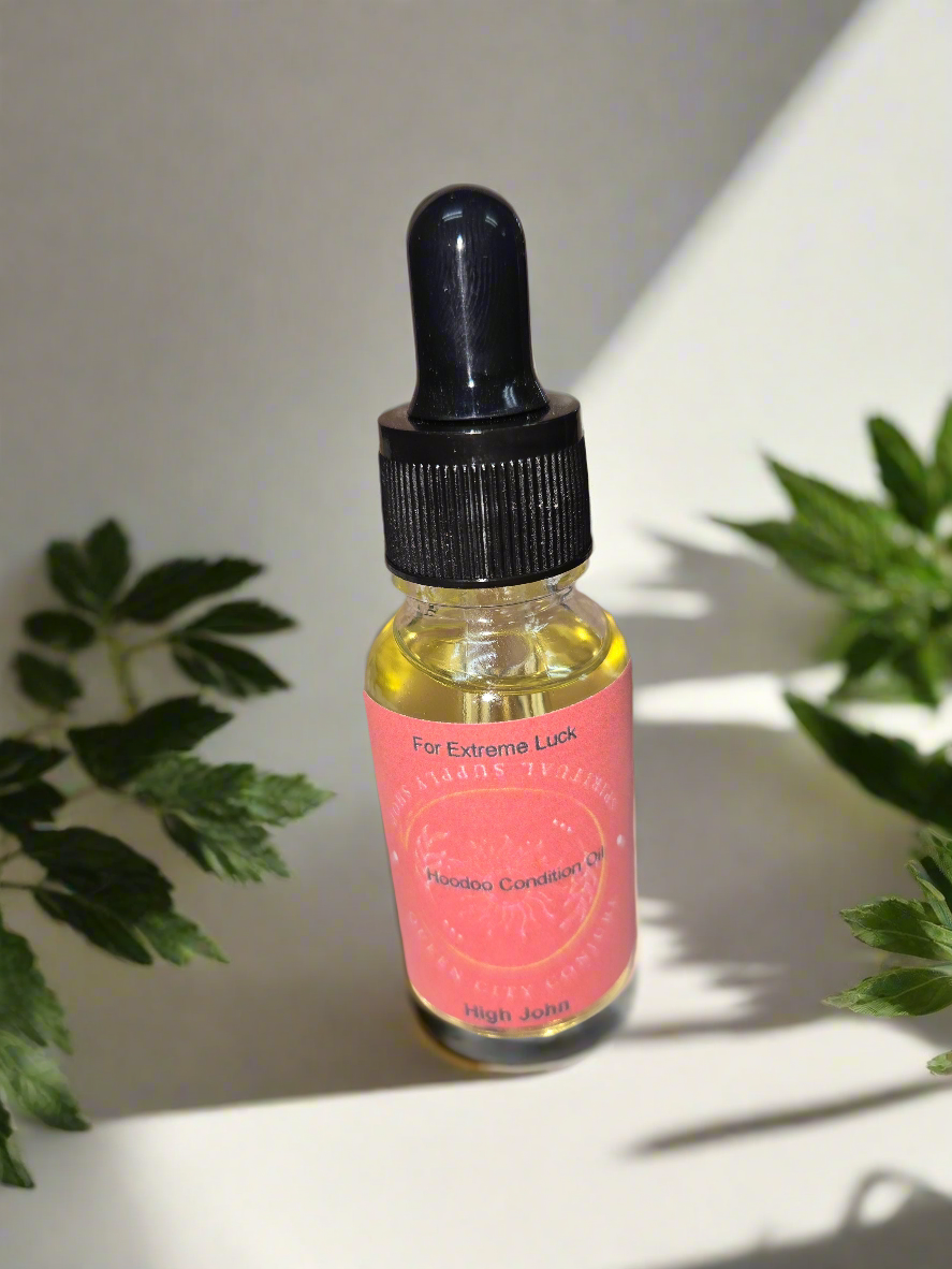 Sacred High John conjure oil bottle for extreme luck & fortune