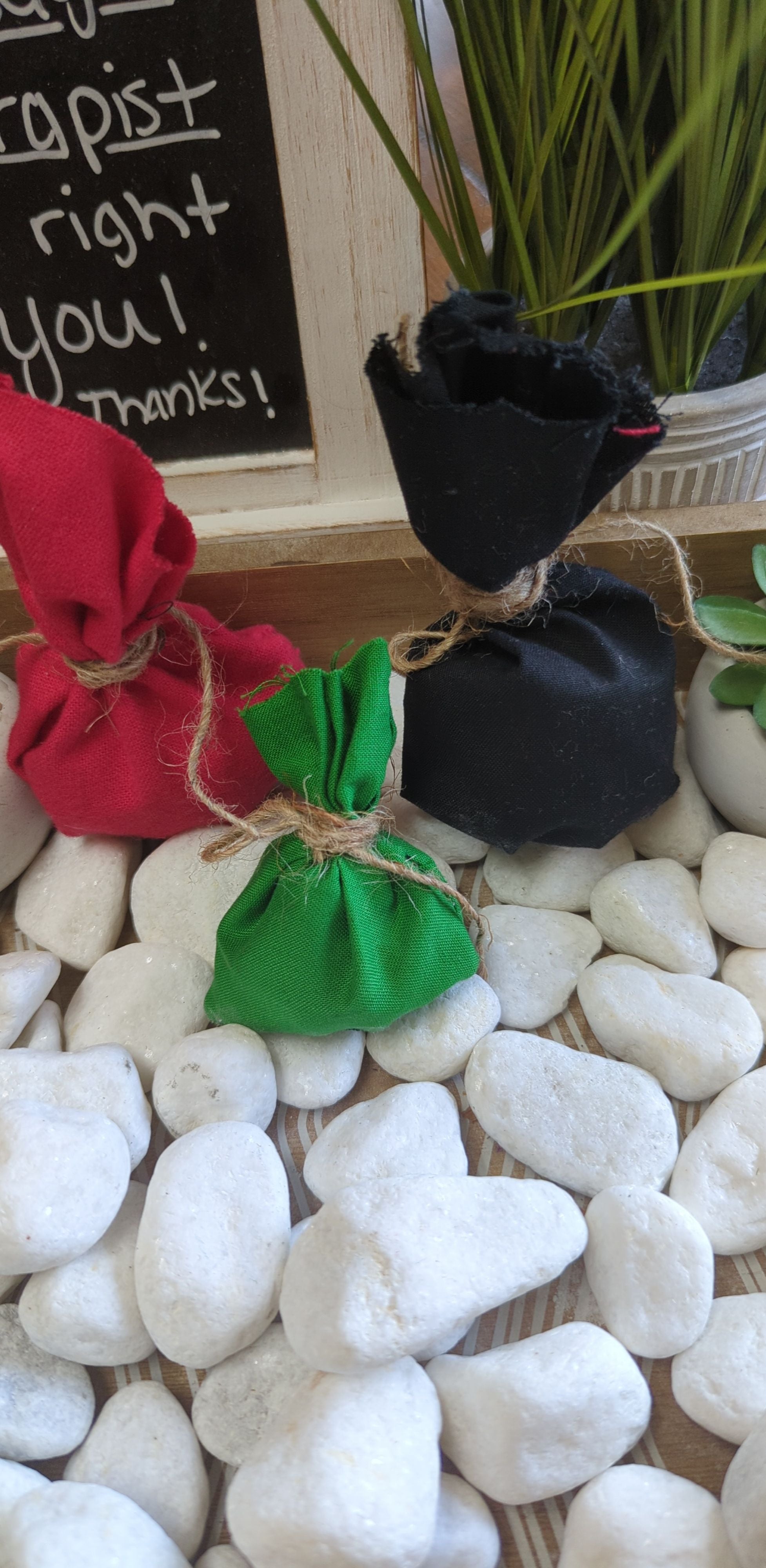 mojo bag for love with herbs, stones, and roots,