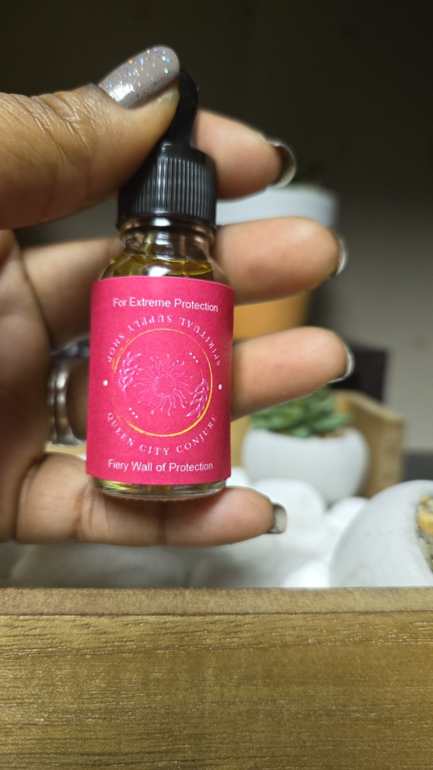Fiery Wall of Protection Spiritual oil bottle defense against negative energies.