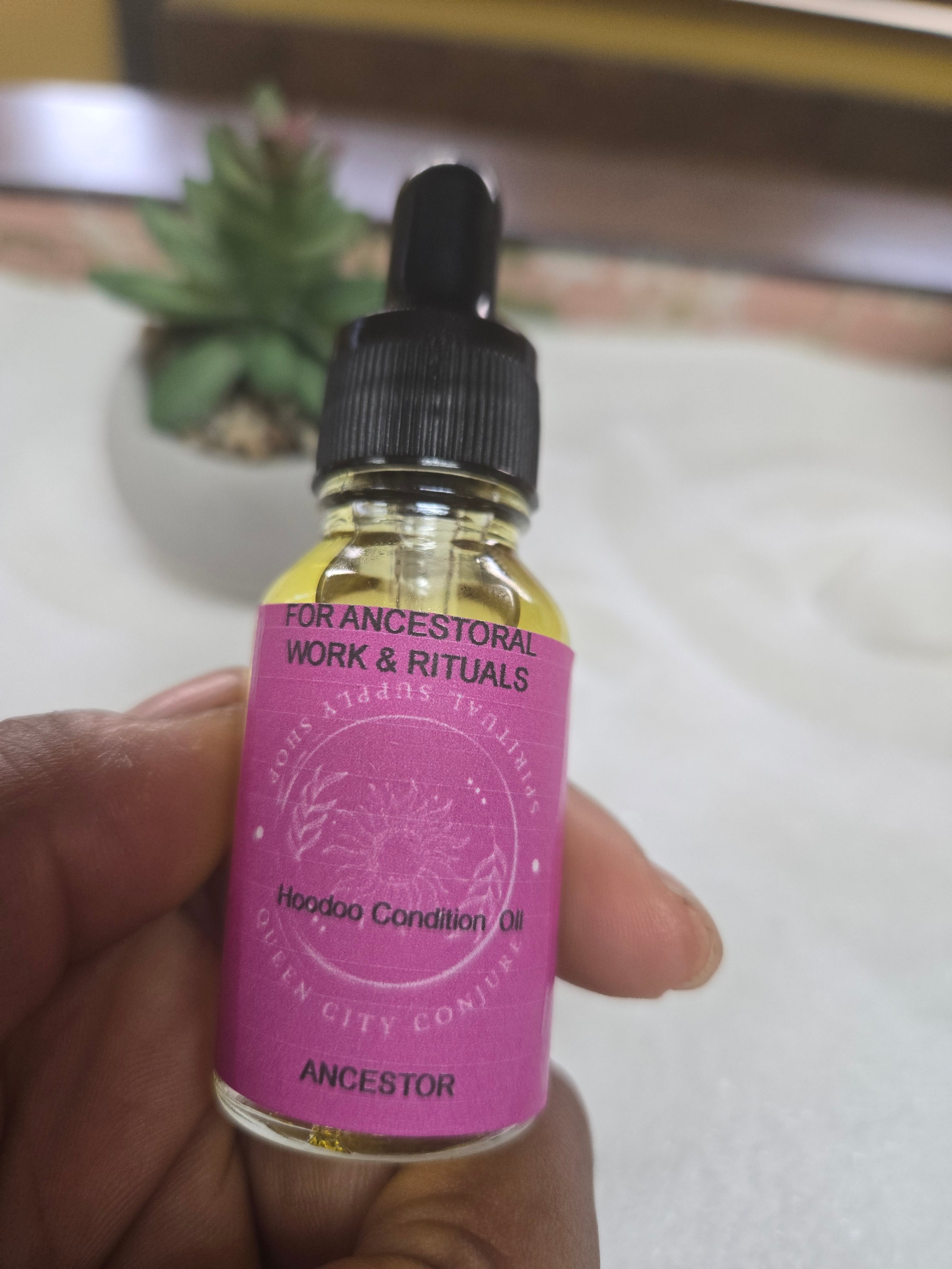 Ancestral Veneration oil bottle, ancestoral connection, natural herbs and resin.