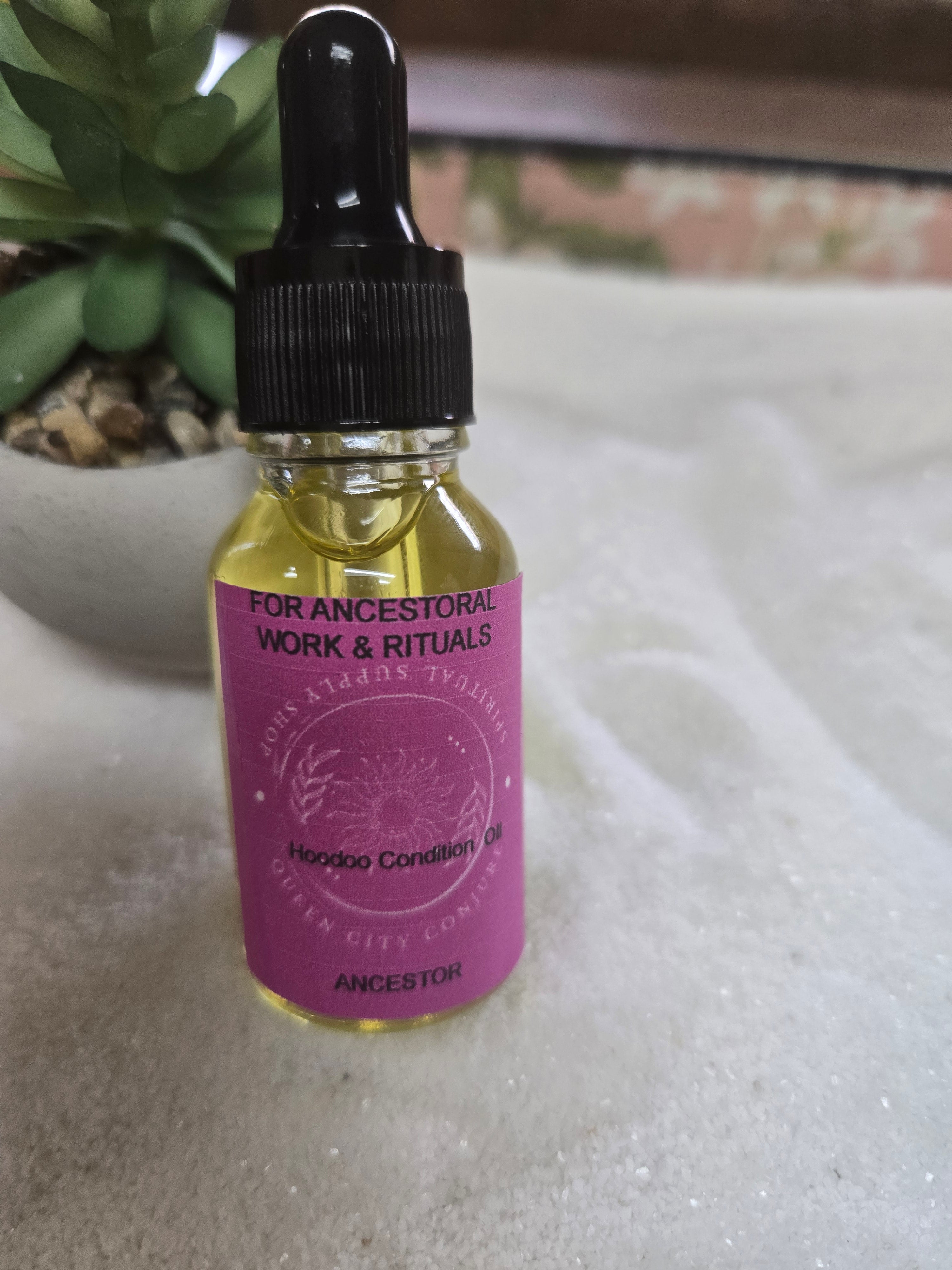 Ancestral Veneration oil bottle, ancestoral connection, natural herbs and resin.