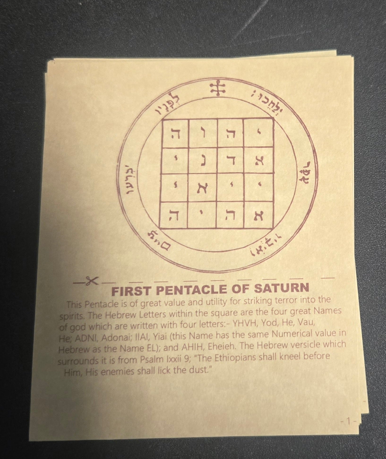 46-piece Solomon Seals parchment set with mystical symbols for spiritual manifestation and intention-setting