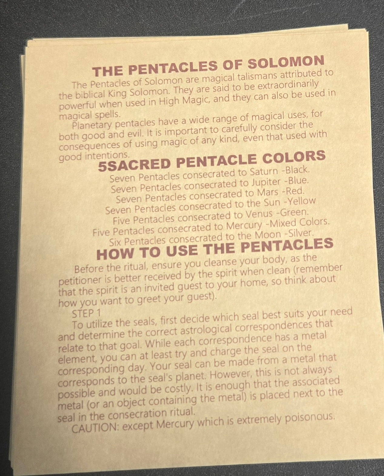 46-piece Solomon Seals parchment set with mystical pentacles for divine manifestation and spiritual growth