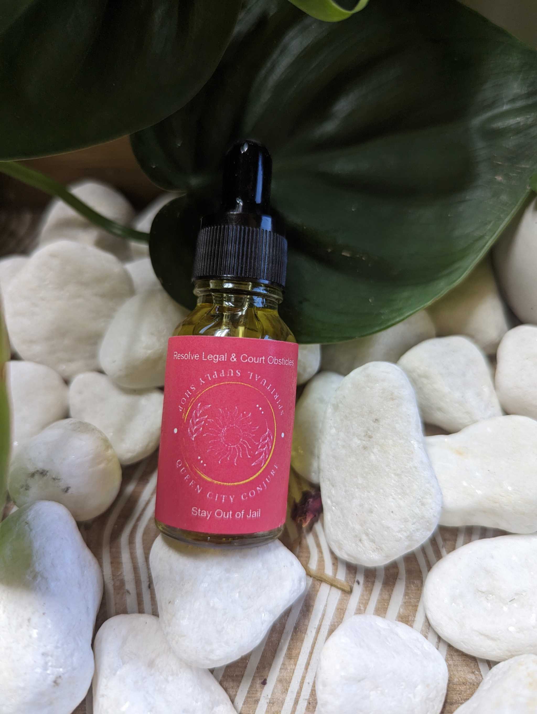 Stay Out of Jail Court Case Conjure Oil with mystical protection bottle.