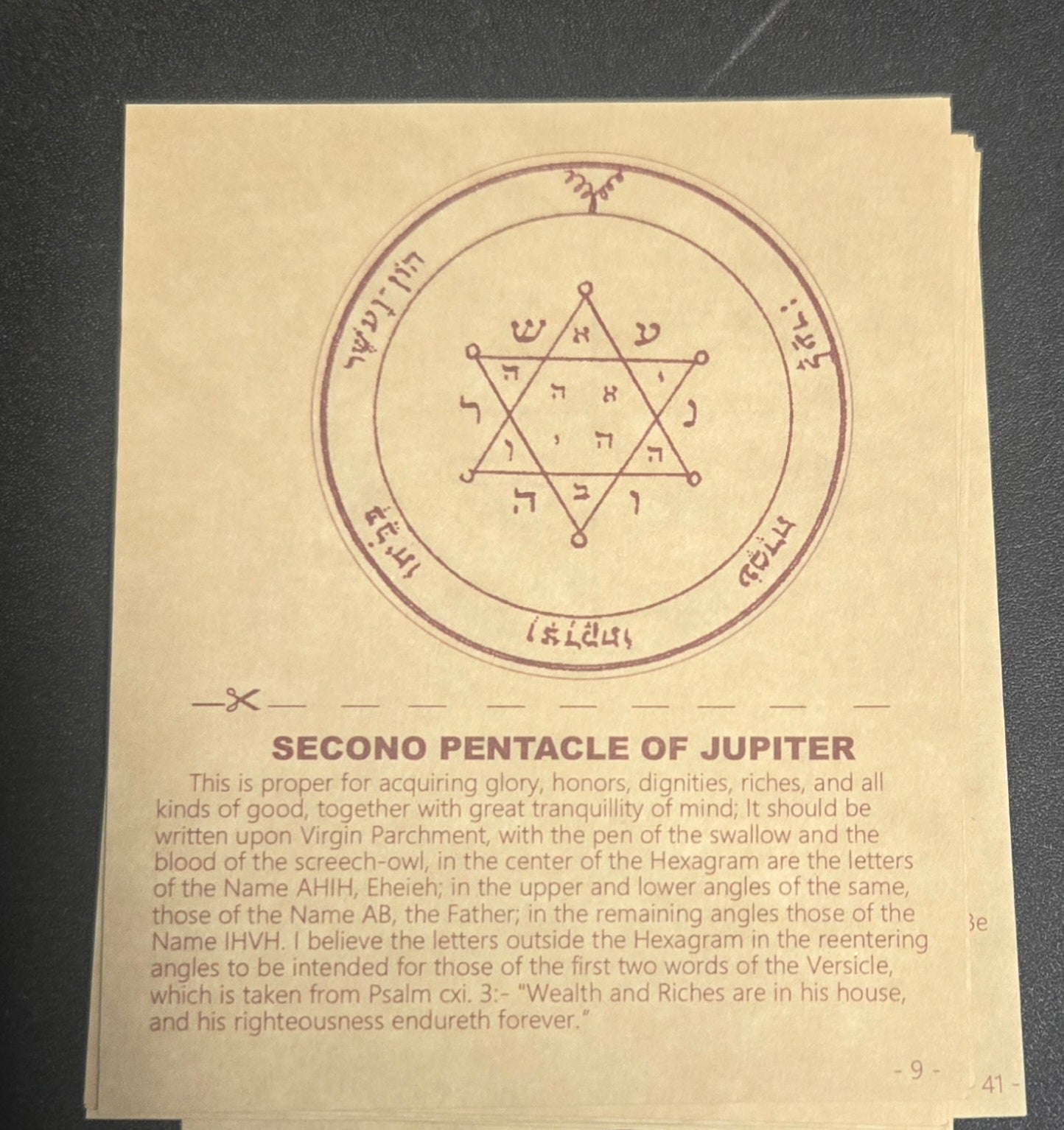 46-piece Solomon Seals parchment set for divine manifestation and spiritual growth