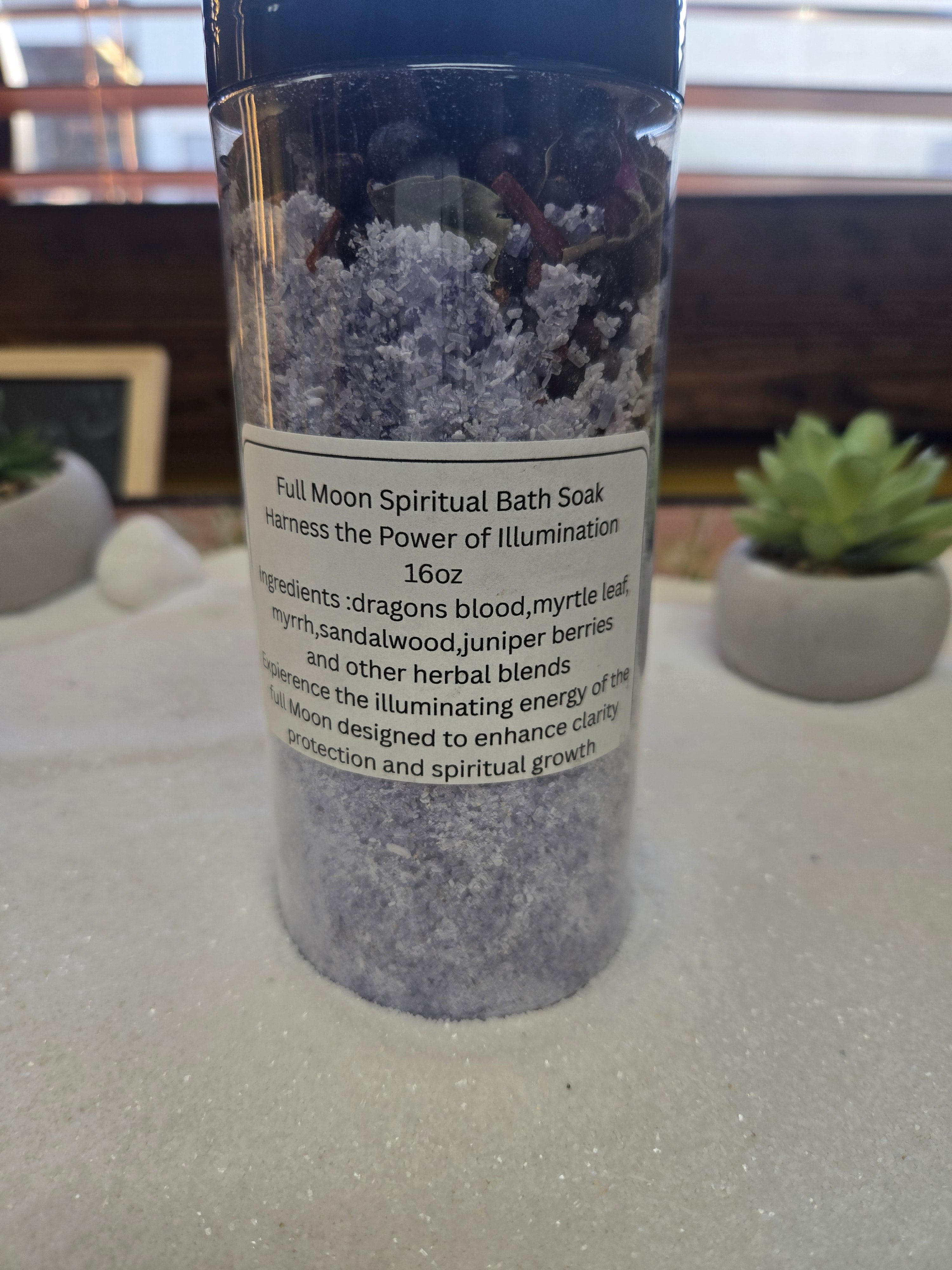 Fullmoon Spiritual Bath Tea jar with herbal blend for stress relief and spiritual cleansing