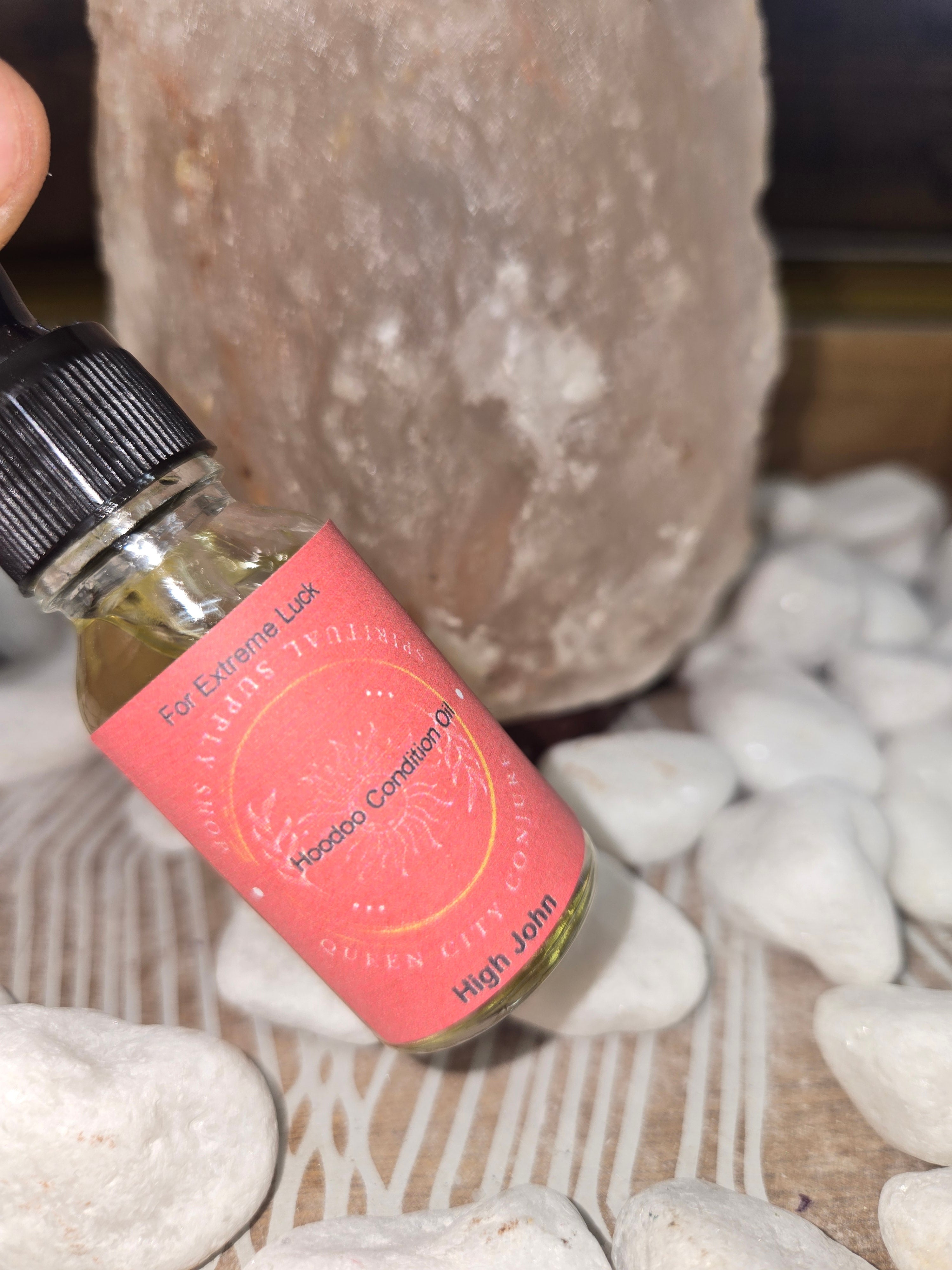 Sacred High John conjure oil bottle for extreme luck & fortune 
Queen City Conjure 