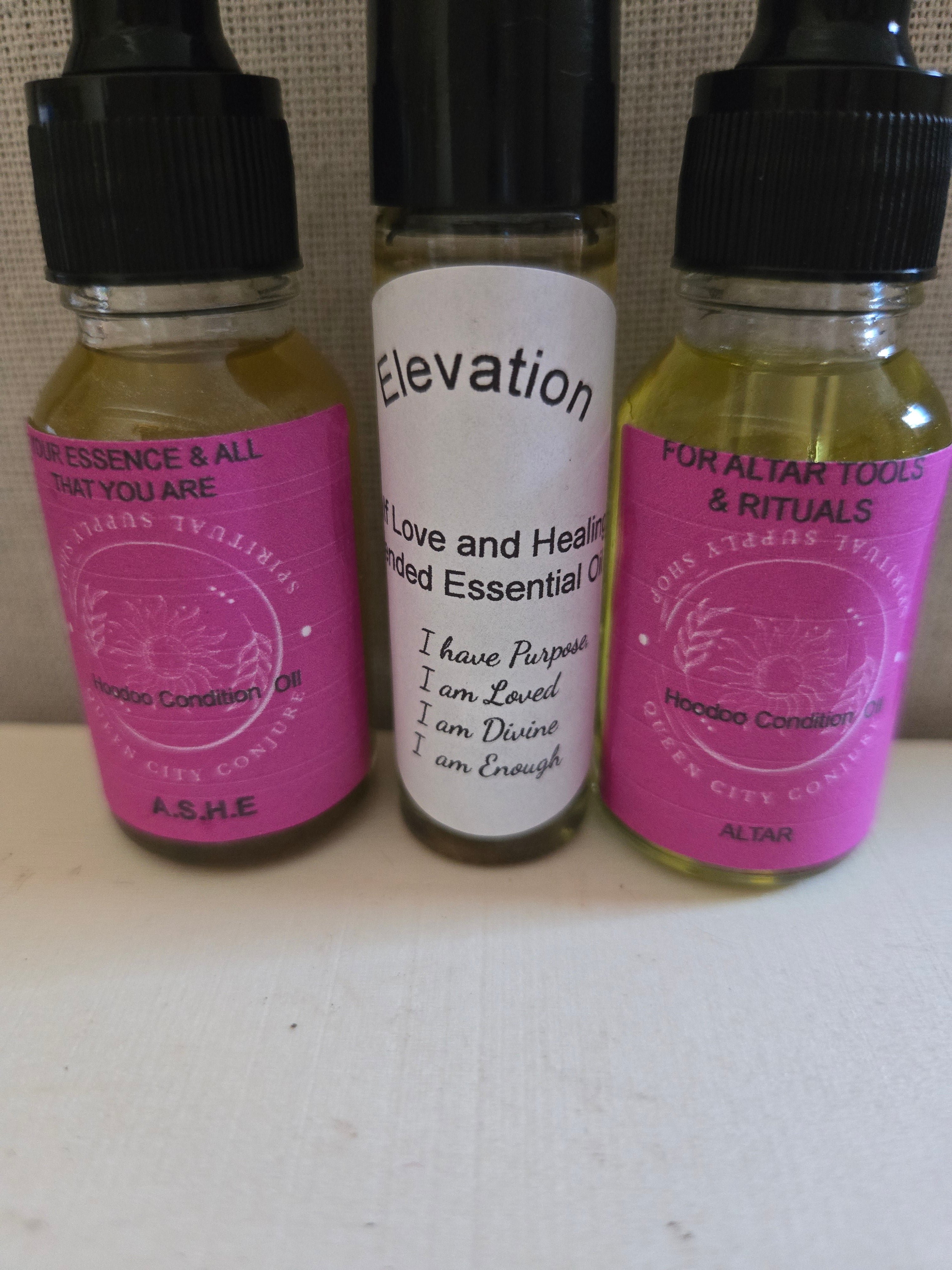 Altar Handcrafted Spiritual Conjure Oil,Ashè Handcrafted Spiritual Conjure Oil ,Elevation Roll on
Protection ,Mojo Bag,Sage stick Queen City Conjure 